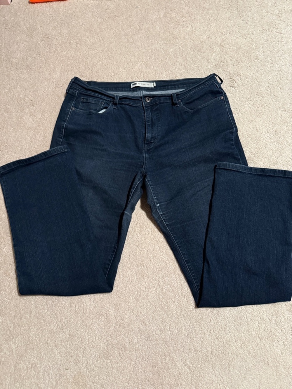 Levi's Women's 505 Straight Leg Jeans in Dark Blue - Picture 2 of 13